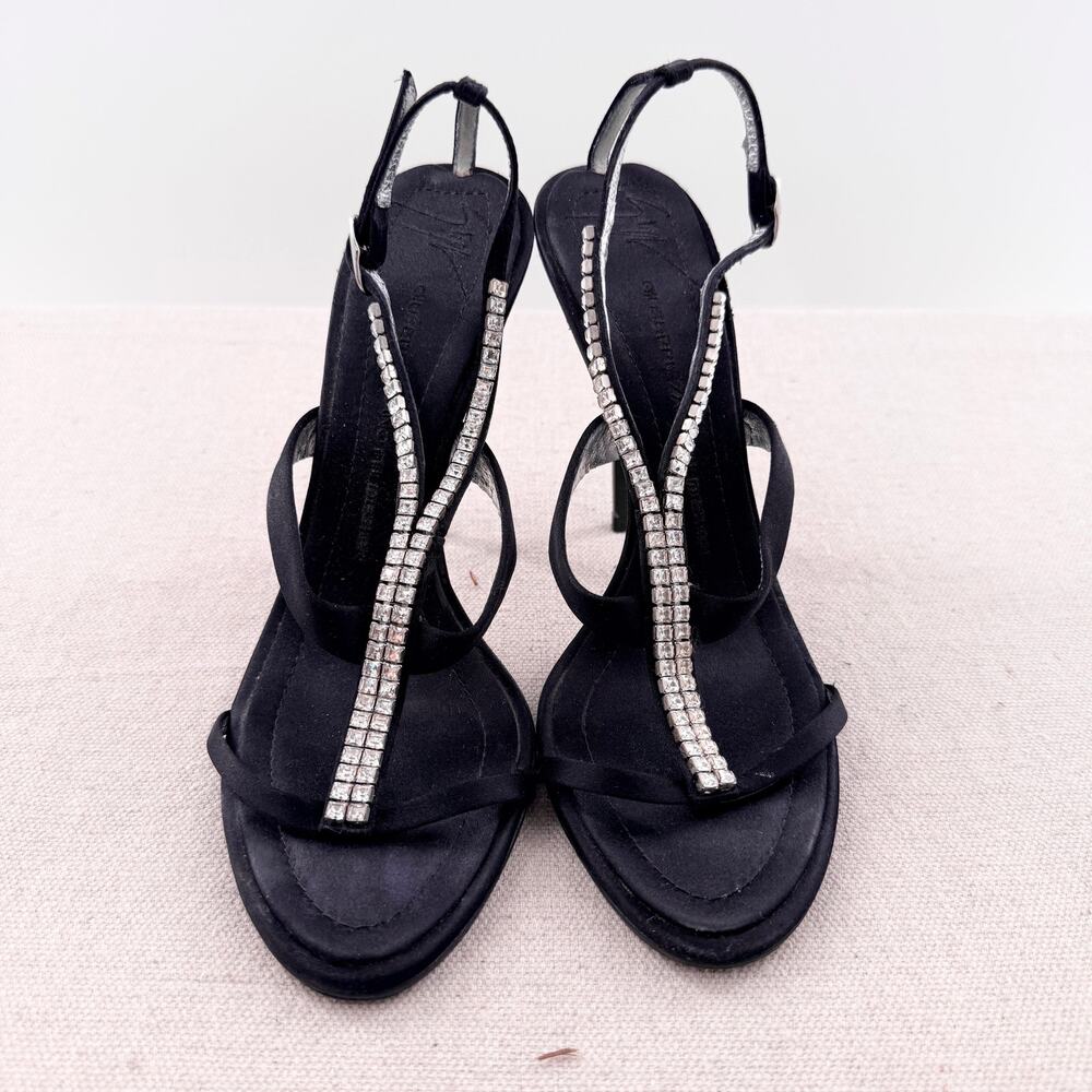 Giuseppe Zanotti Crystal Embellished Stilettos Heel Slingback Sandal Black EU 38